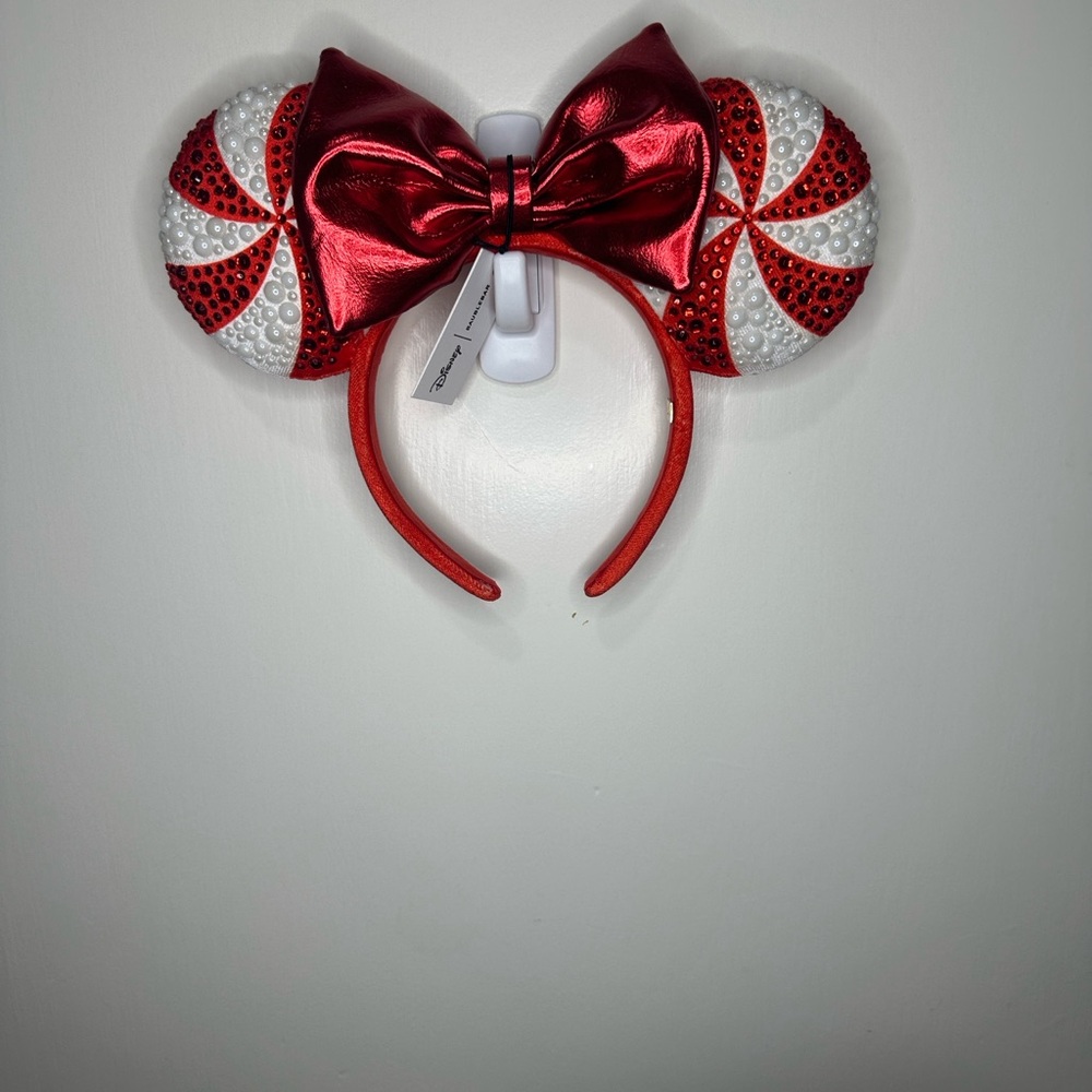 BaubleBar Red and White Peppermint Mouse Ear Headband